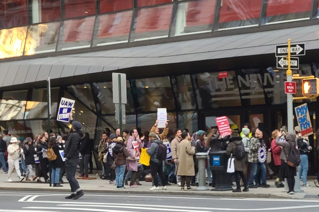 Several Part-Time Faculty Members Picket at The New School